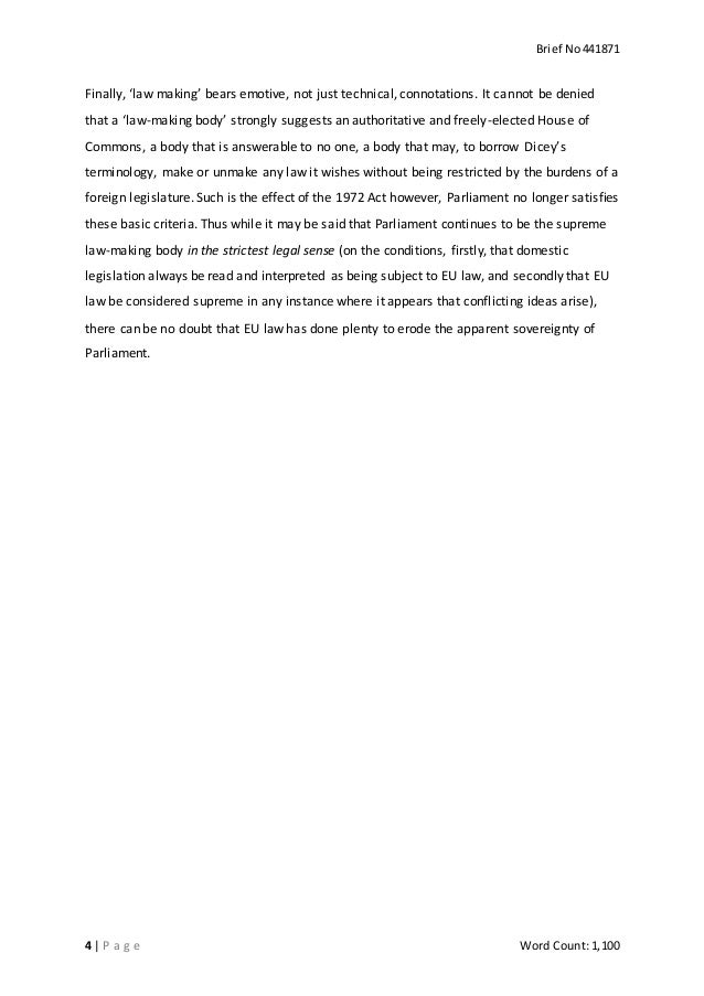 parliamentary sovereignty essay questions